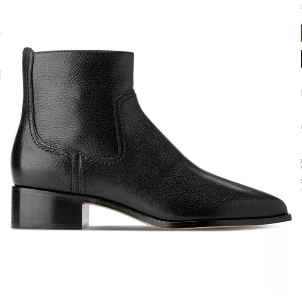 Cole Haan‎ Size 7.5 Black Leather Pointed Block Heel Ankle Boots NEW Naia $180